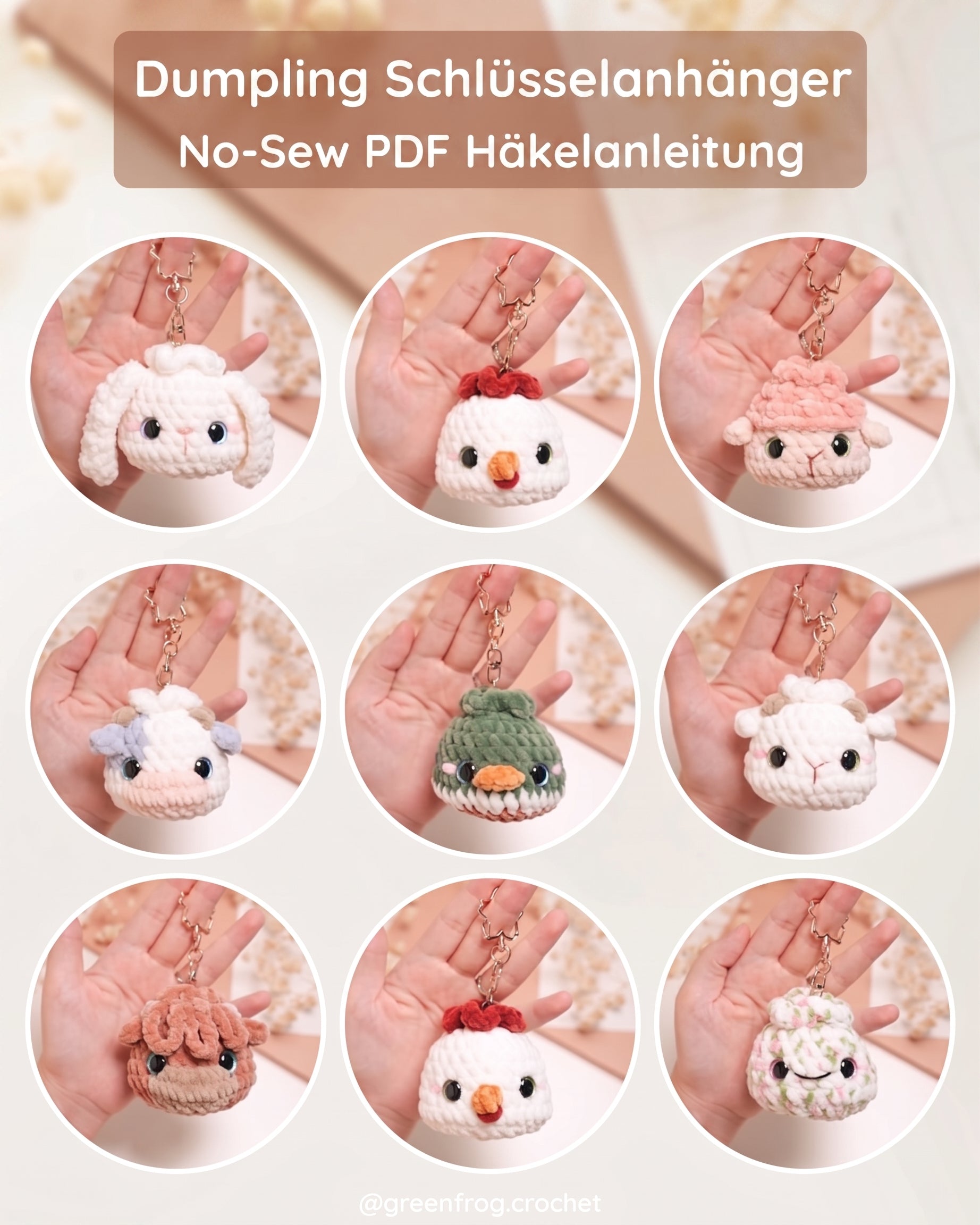 Bauernhoftier-Dumplings Häkelanleitung ohne Nähen