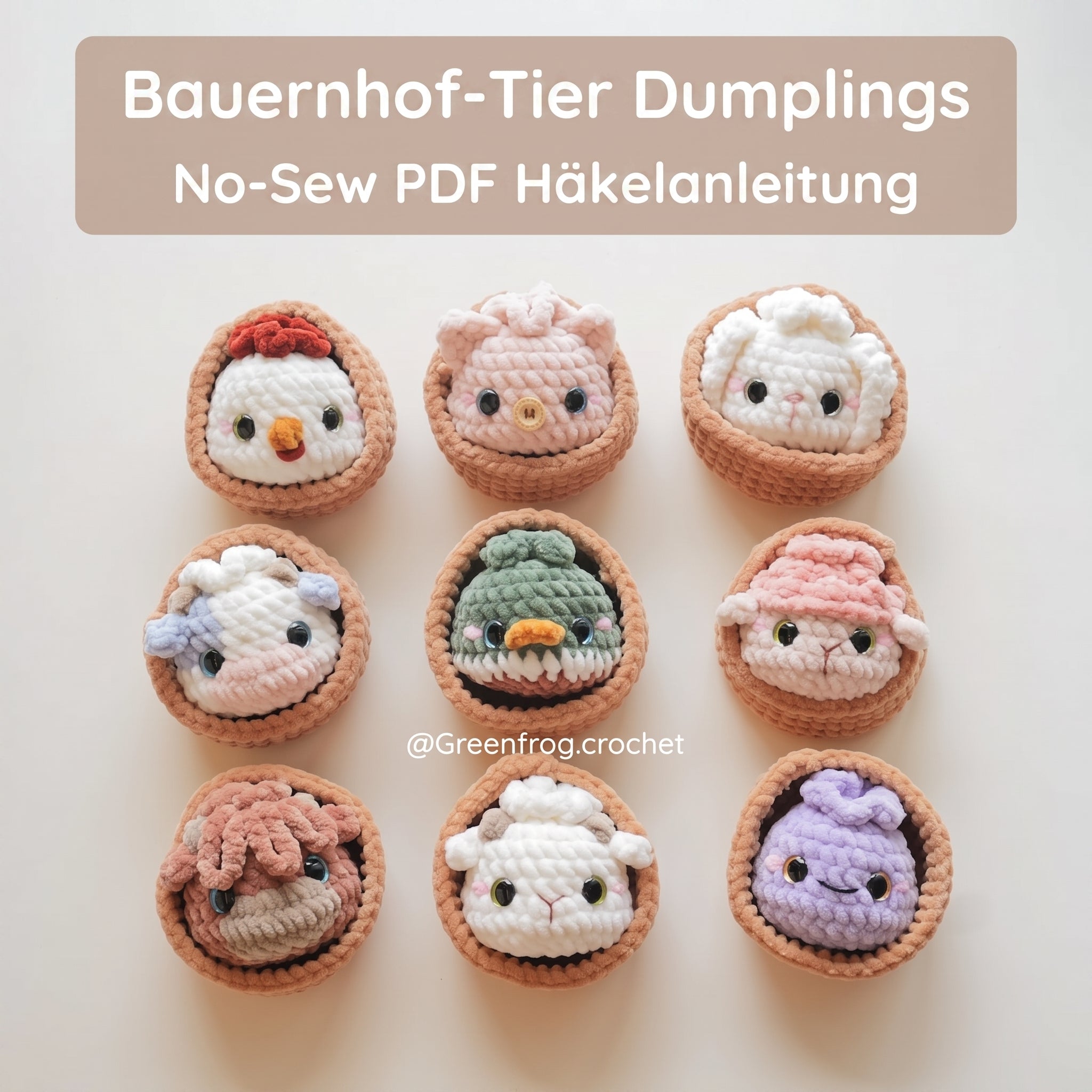 Bauernhoftier-Dumplings Häkelanleitung ohne Nähen